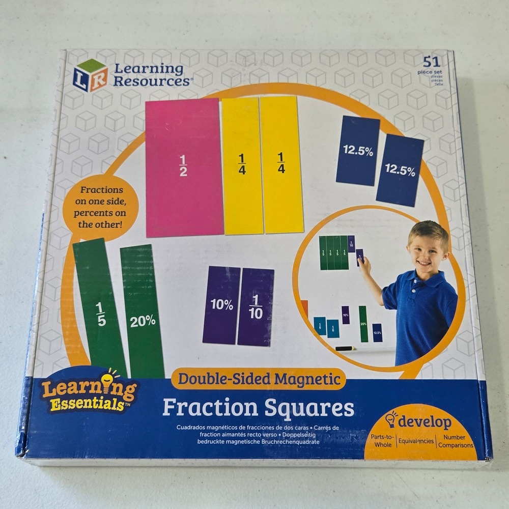 Learning Resources Fraction Squares Double-Sided Magnetic Math Set LER 1617